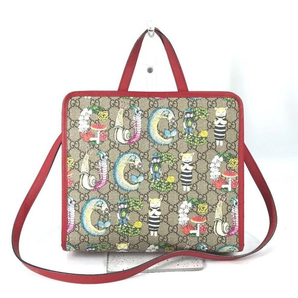 Auth GUCCI 612992 GG Yuko Higuchi children cat 2WAY Shoulder Bag Crossbody Hand - Picture 1 of 16